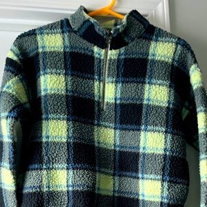 Americans Eagle Green Multi Plaid Fleece Quarter Zip Size XXS